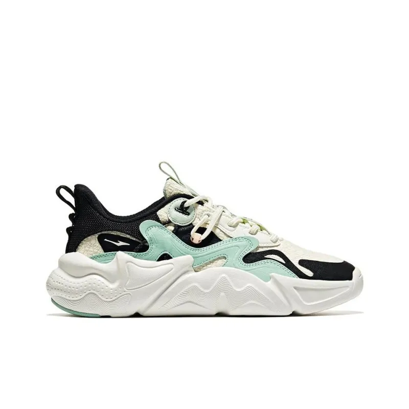 Erke Heaven And Earth Anti-Slip Wear-Resistant Low-Top Sports Casual Shoes Women's White Black Cyan-1