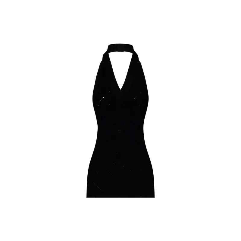 BALMAIN Halterneck Fitted Waist Midi Dress-4