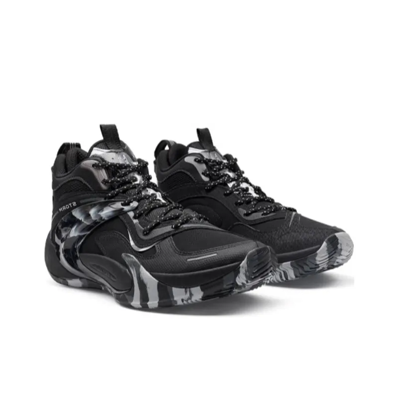 XTEP Cushioning Wear Resistant High Top Basketball Shoes Men's Black Gray-4
