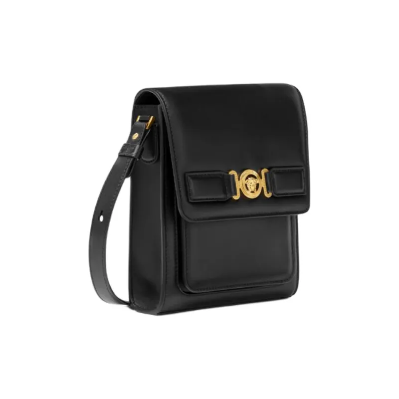 VERSACE MEDUSA BIGGIE Series Cow Leather Shoulder Bag Crossbody Bag Men's Black-1