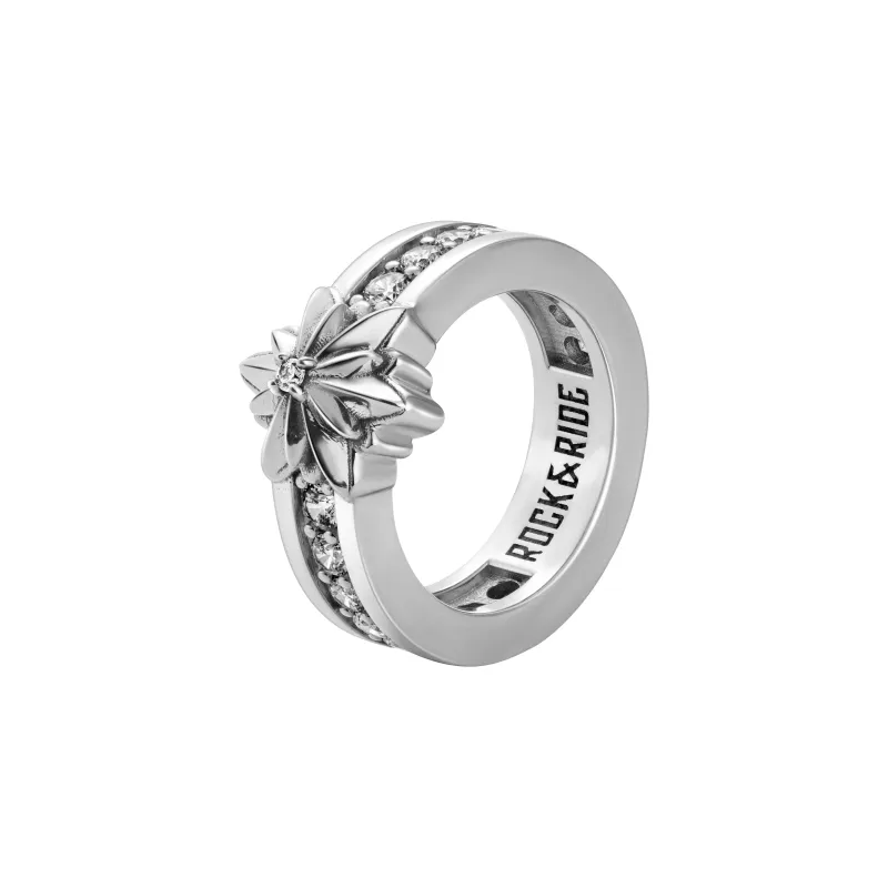 ROCK&RIDE 925 Sterling Silver With White Zircon Inlaid Rings Unisex-1