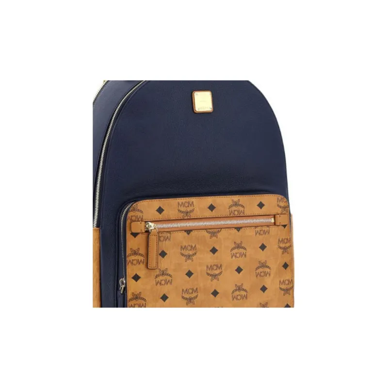 MCM Canvas Backpack Large Size Men's Dark Blue-3