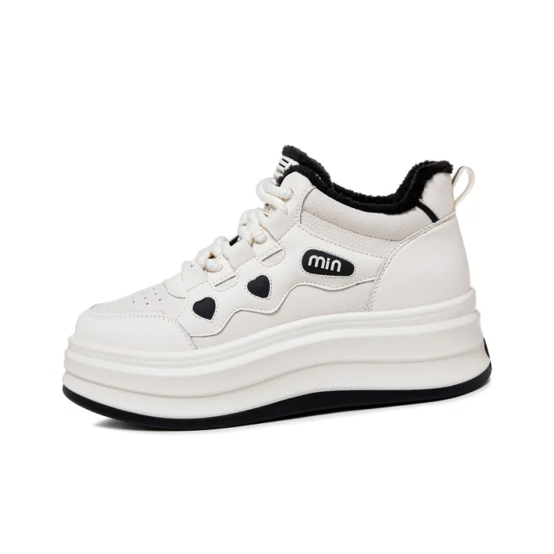 MEIZUSHENGHUI Slip Resistant Height Increasing Mid Top Skateboard Shoes Women's-3