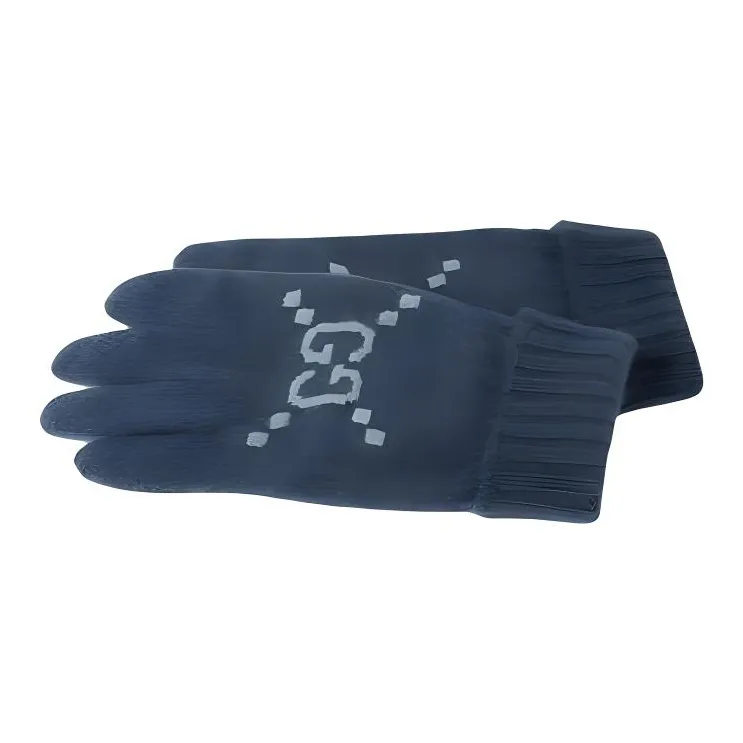 GUCCI Cashmere Knit Gloves Unisex Blue-1