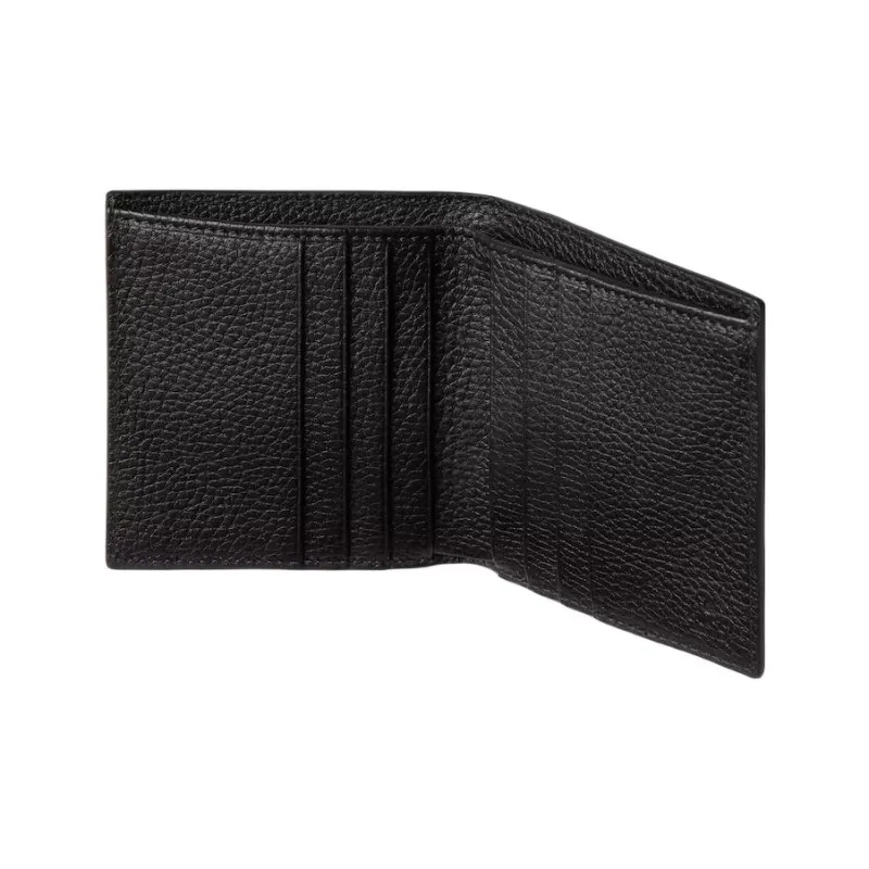 GUCCI Grained Leather Wallet Large Size Men's Black-3