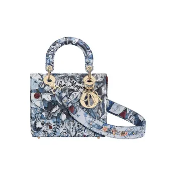 DIOR Lady DiorMy ABCDior Embroidered Denim Daisie Bag Shoulder Bag Crossbody Bag Handbag Small Size Women's Multicolor