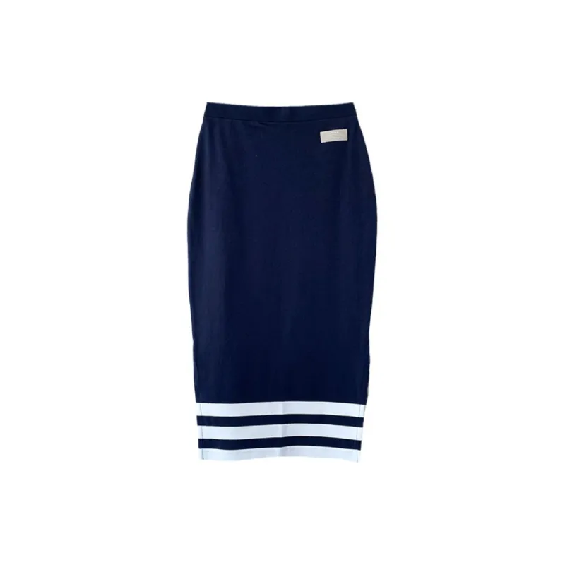 Adidas Originals Casual Long Skirt Women's Marine Blue-1