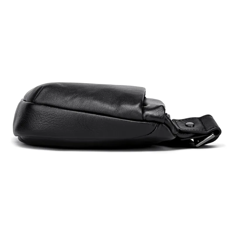 FAIRWHALE Top Grain Cow Leather Sling Bag Regular Men's Black-3