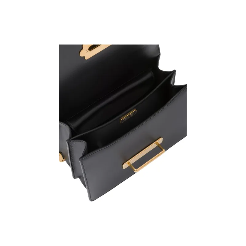 PRADA Cahier Leather Bag Black-4