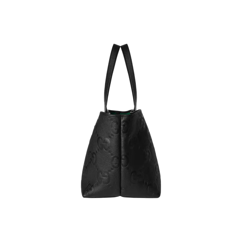 GUCCI Grained Leather Tote Bag Shopping Bag Handbag Medium Size Men's Black-2