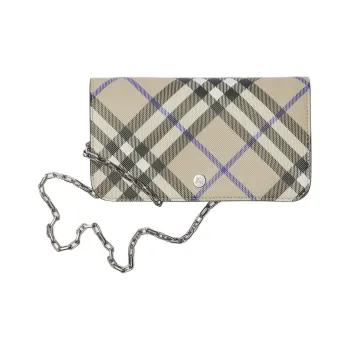 Burberry Polyurethane Shoulder Bag Crossbody Bag Wallet Women's Beige Yellow