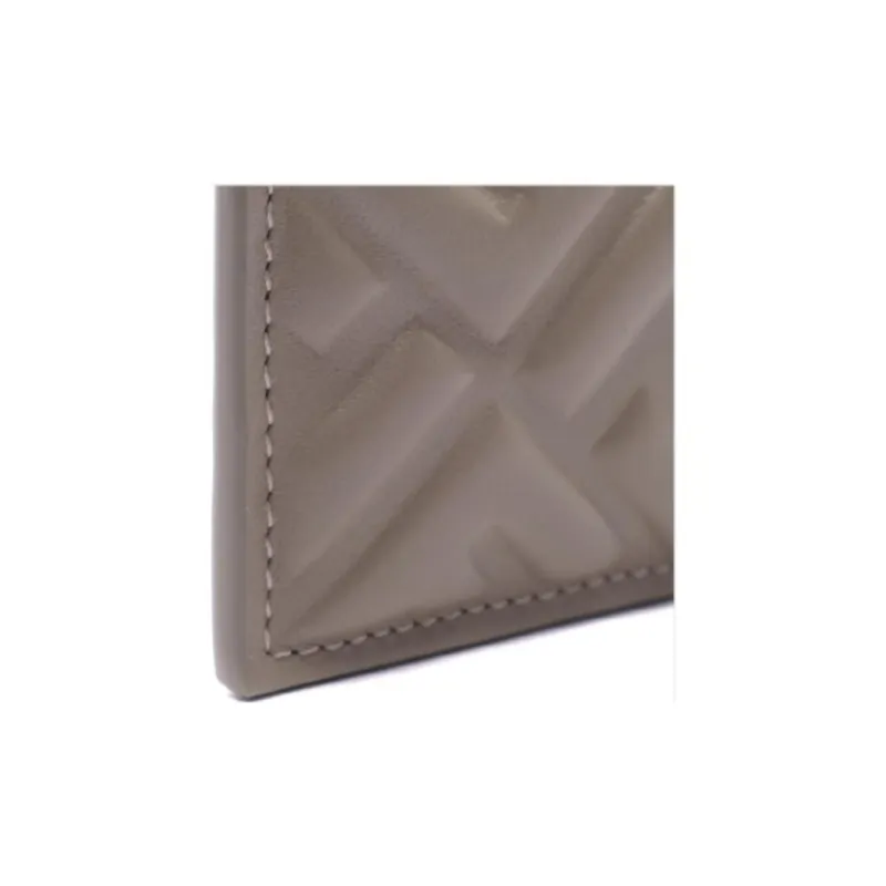 FENDI Leather Card Holder Women's Dove Gray-4