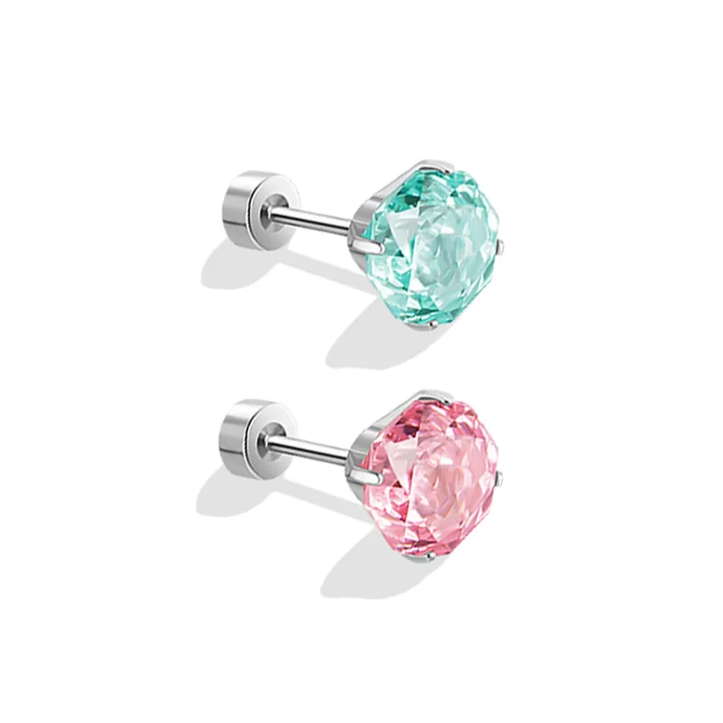 LINGJIE Zircon Titanium Steel Stud Earrings Women's-5