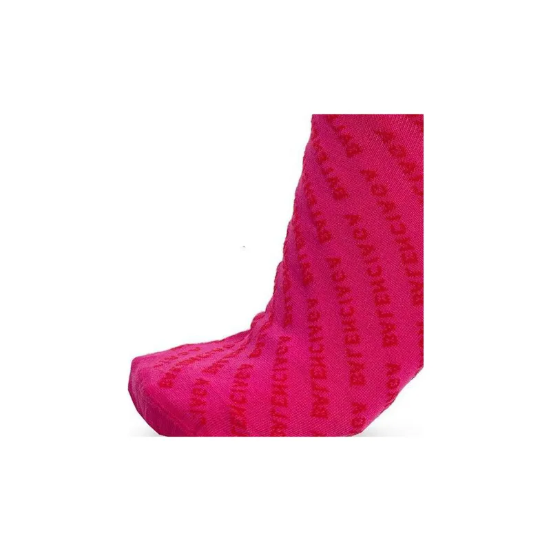 Balenciaga Logo Socks 'Magenta/Red'-4