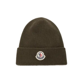 Moncler Logo Patch Ribbed Knit Beanie