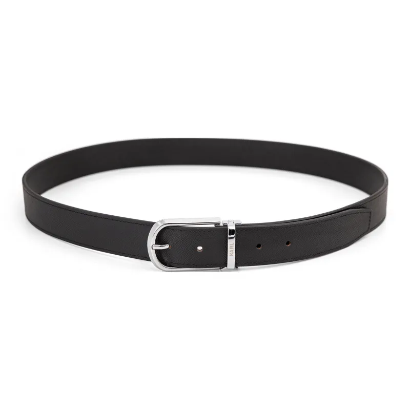 KARL LAGERFELD Top Grain Cow Leather Belts Unisex Width 34mm-1