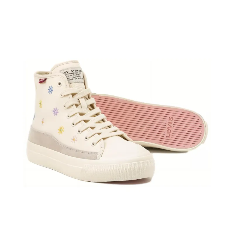 Levi's Slip Resistant Cushioning High Top Skateboard Shoes Women's Beige Gray-3