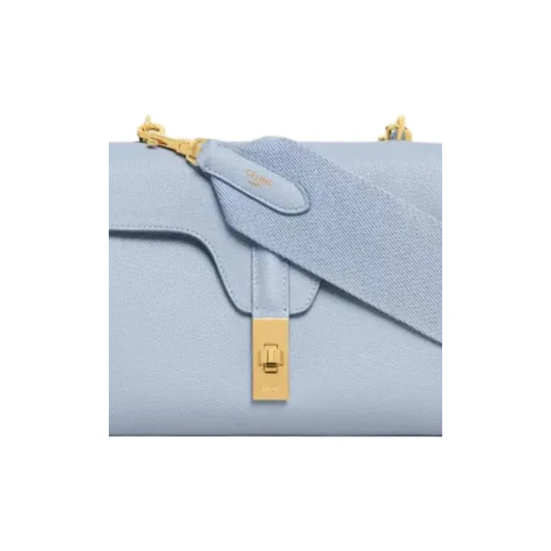 CELINE 16 Grain Calfskin Shoulder Bag, Crossbody Bag Women's Candy/Light Blue-3