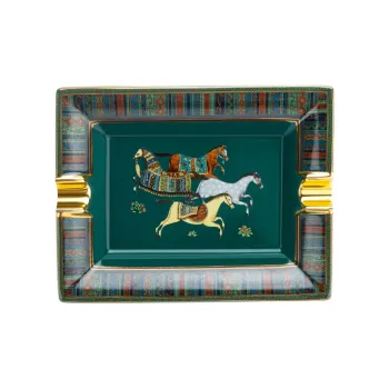 LUBINSKI Bone China Ashtrays White/Green