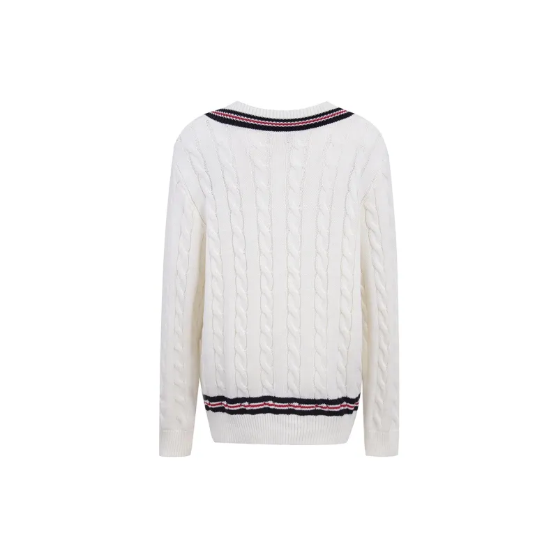 Ariseism Thickened V Neck Loose Fit Long Sleeved Knitted Fabric Sweater Fall And Winter Top Women's-1