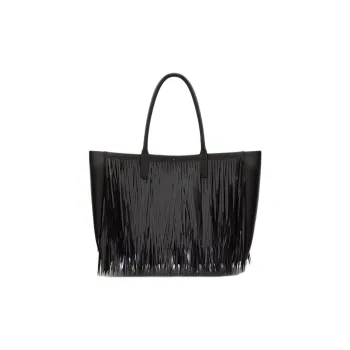 Valentino Vlogo Leather Tote Bag, Shopping Bag, Handbag, Shoulder Bag Medium Size Women's Black