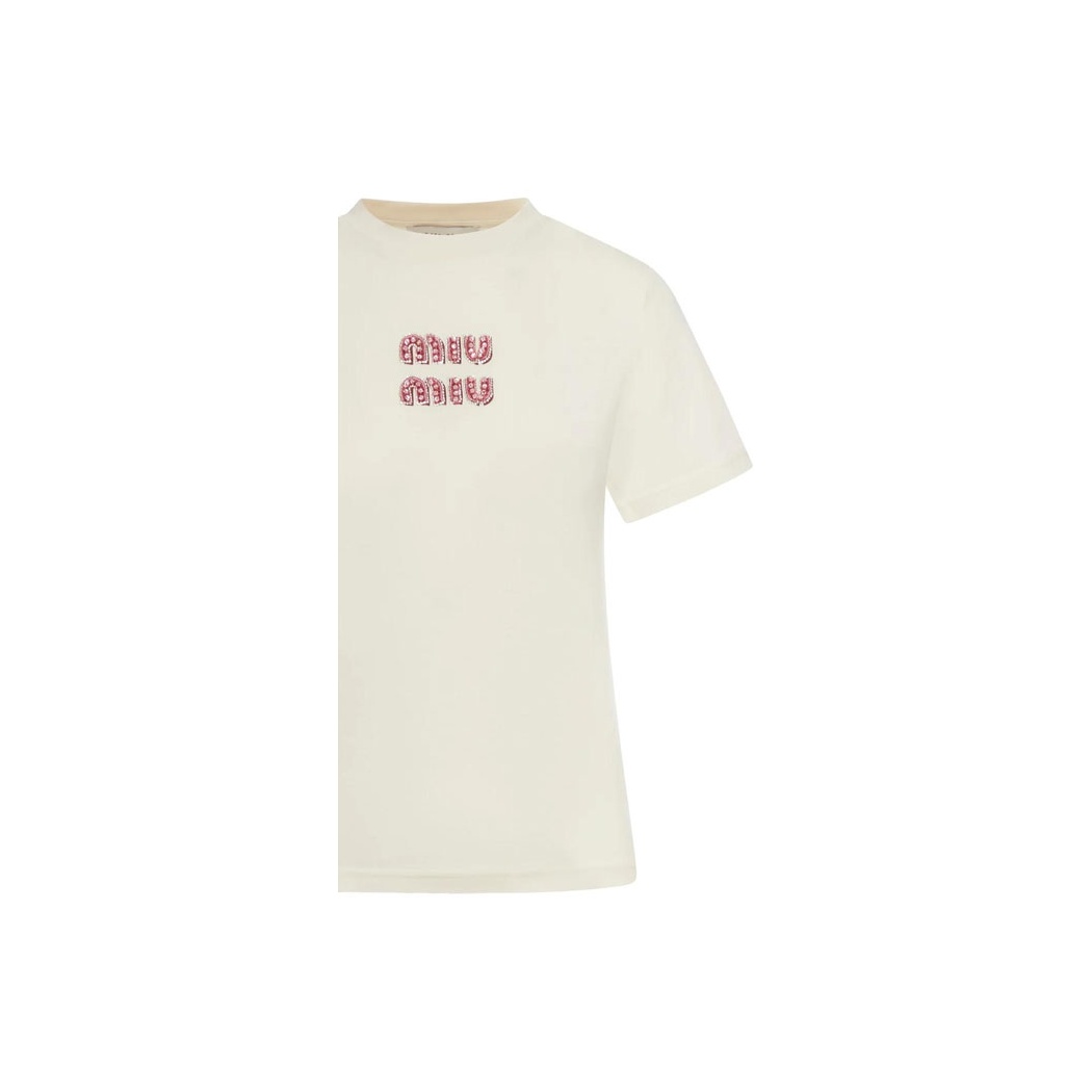 miu miu Tシャツ ホワイト 楽天市場】ミュウミュウ MIU MIU コットンジャージー Tシャツ