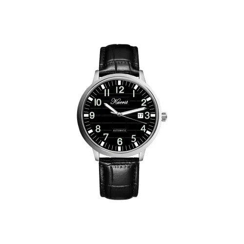 KUERST Automatic Mechanical Movement Cow Leather Strap Watch Men's Watches White Dial