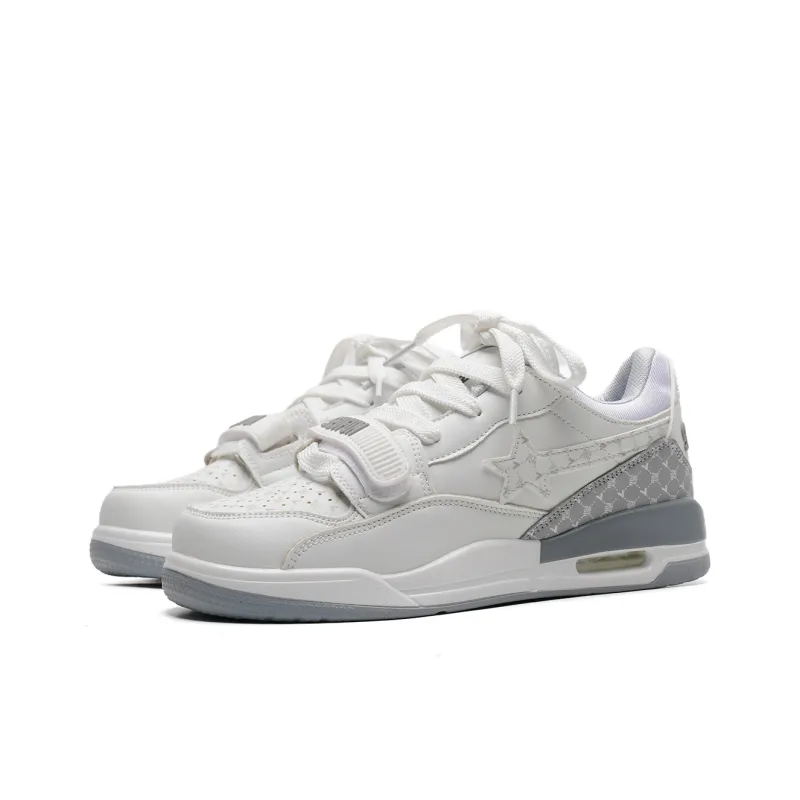 7 SEVFUN Low Top Skateboard Shoes Unisex White Gray-5