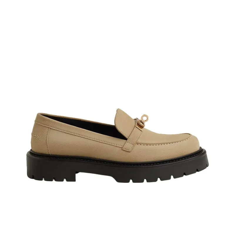 HERMES Icone Loafers 3cm Women's Beige-1