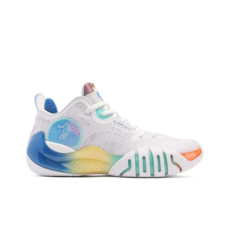 QIAODAN Sharpen The 5PRO Low Top Basketball Shoes Men's White Blue-1