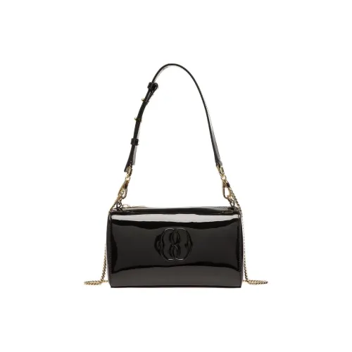 BALLY Emblem Patent Leather Calfskin Square Bag Handbag Shoulder Bag Mini Women's Black