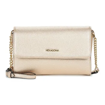 H HEXAGONA PARIS Synthetic Fiber Portable Crossbody Bag, Shoulder Bag Women's Gold