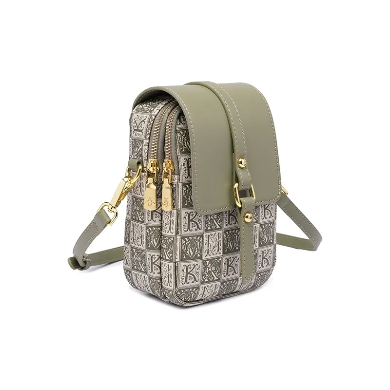 GELANDAI PVC Cell Phone Pouch, Shoulder Bag, Crossbody Bag Trumpets Women's Apricot/Mint Green-7