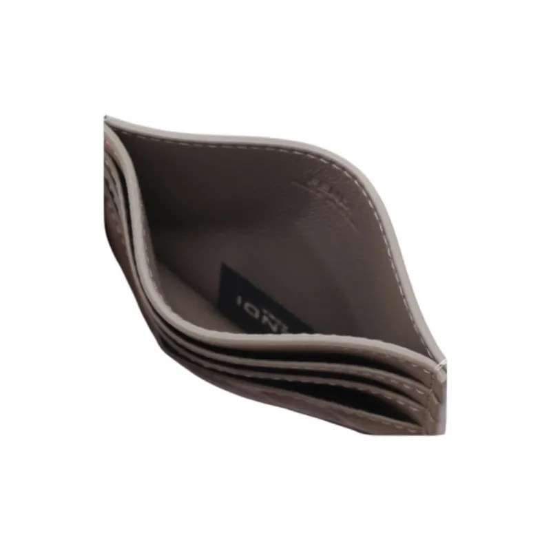 FENDI Leather Card Holder Women's Dove Gray-5