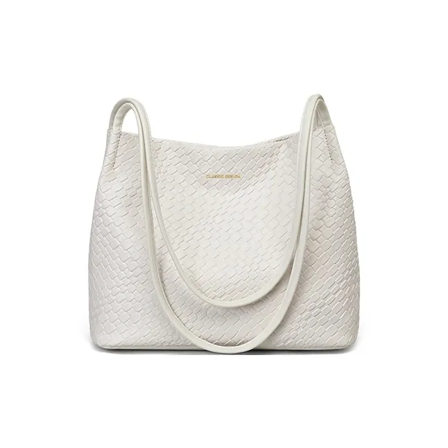 VINEY Synthetic Leather Shoulder Bag, Tote, Handbag, Shopping Bag Tubas Women's White-1