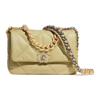 CHANEL 19Bag Lambskin Shoulder Bag, Crossbody Bag Trumpets Women's Yellow