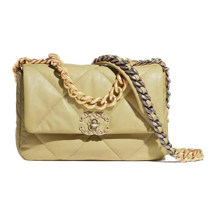 CHANEL 19Bag Lambskin Shoulder Bag, Crossbody Bag Trumpets Women's Yellow-0