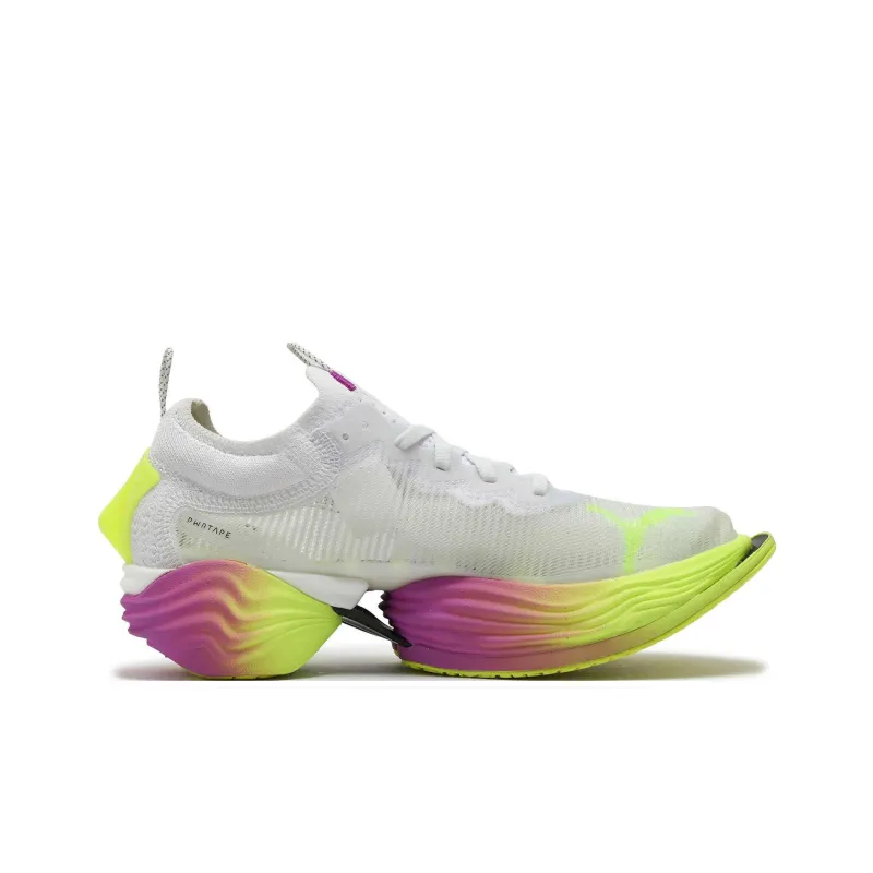 PUMA Cushioning And Breathable Low Top Running Shoes Women's White Yellow-1
