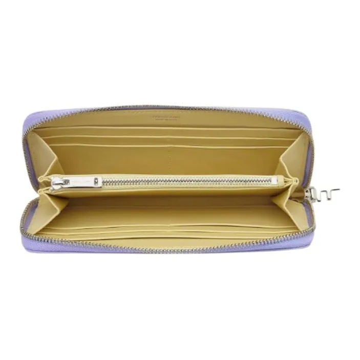 FERRAGAMO Calfskin Wallet Women's Light Purple With Light Yellow Accents-3