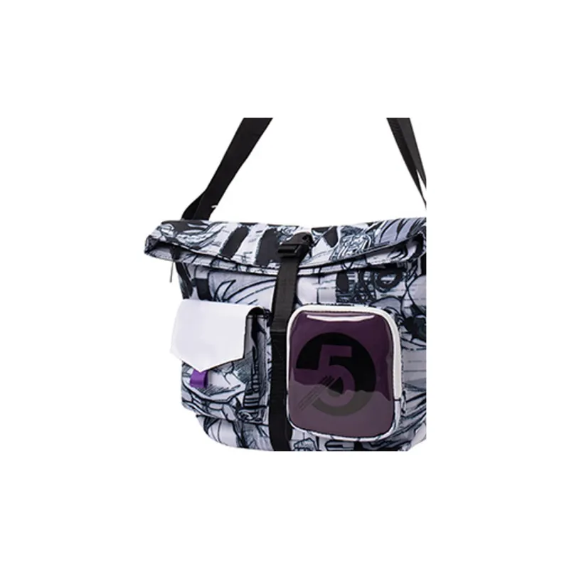 LiNing Polyester Sling Bag, Crossbody Bag Regular Unisex Black White Pattern-2
