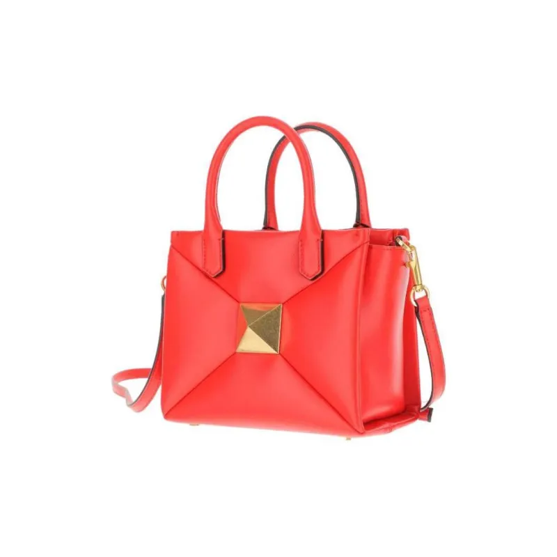 Valentino One Stud Nappa Leather Shoulder Bag Crossbody Bag Handbag Women's Orange Red-2