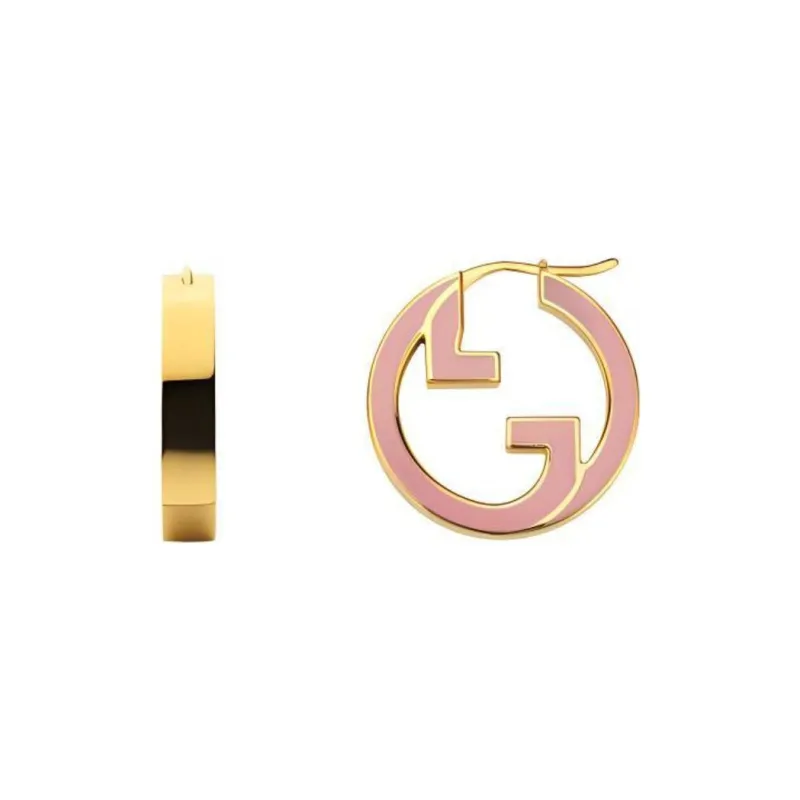 GUCCI Metal, Enamel Stud Earrings Women's Pink-1