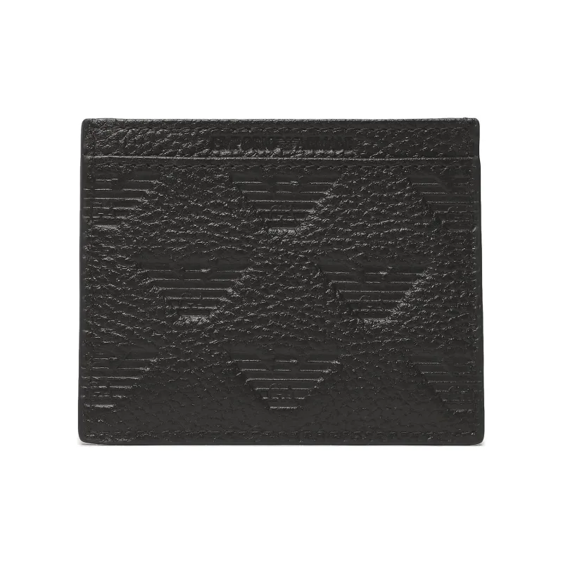 EMPORIO ARMANI Cow Leather Card Holder Keychain Gift Box Set Small Size Men's Black-3