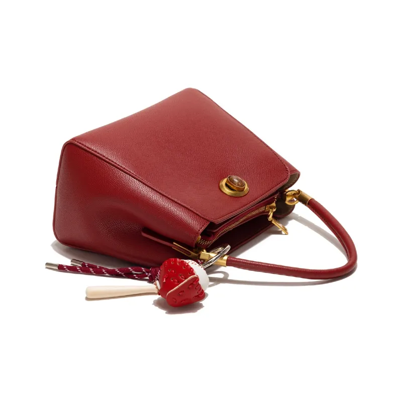 OCTSUI PVC Bucket Bags Shoulder Bag Crossbody Bag Handbag Women's Red-4