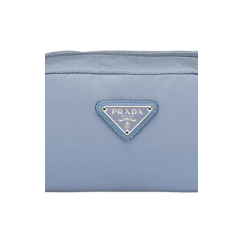 PRADA Nylon Handheld Makeup Bag Toiletry Bag Women's Light Blue-3