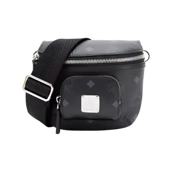 MCM Klassik Visetos Leather With Fabric Shoulder Bag, Crossbody Bag Extra Mini Women's Black