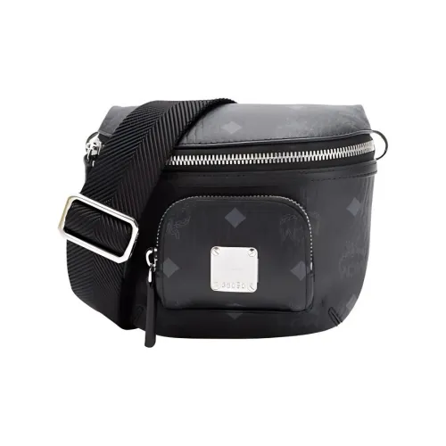 MCM Klassik Visetos Leather With Fabric Shoulder Bag, Crossbody Bag Extra Mini Women's Black