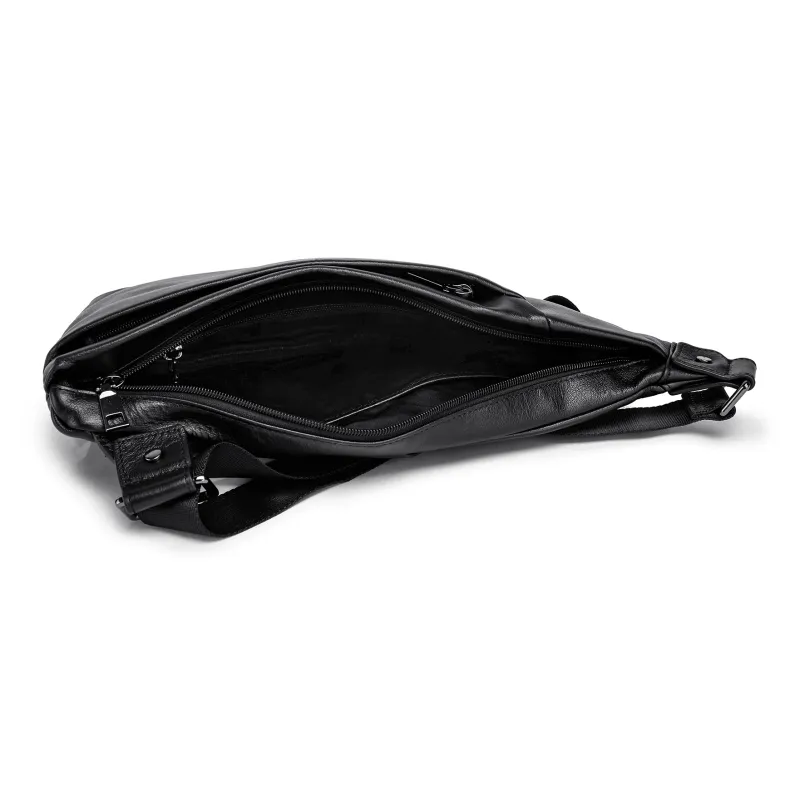 FAIRWHALE Top Grain Cow Leather Sling Bag Regular Men's Black-5