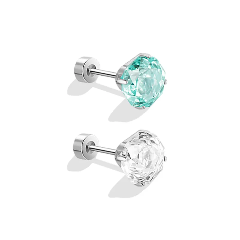 LINGJIE Zircon Titanium Steel Stud Earrings Women's-0