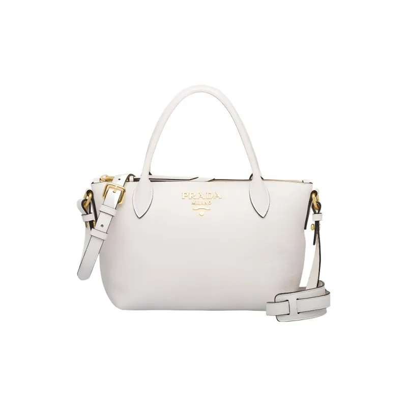 PRADA Calfskin Leather Crossbody One Shoulder Handbags Women's White-0